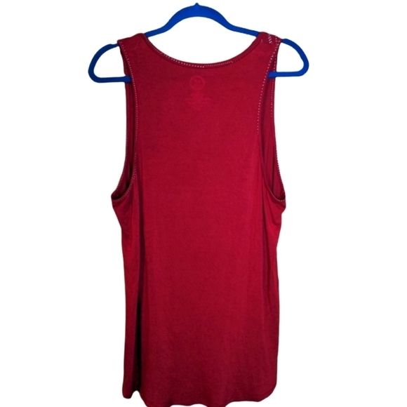 MAURICES Modal Red TANK with metallic gold painted accents size XXL - Picture 5 of 8